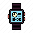 time, flat, line, clock, date, smartwatch, device