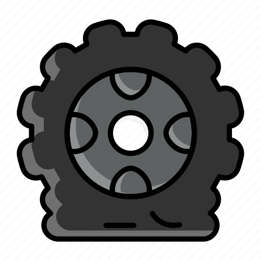 Flat tire, car, tyre, tire, deflate tire, damaged tire, service icon - Download on Iconfinder