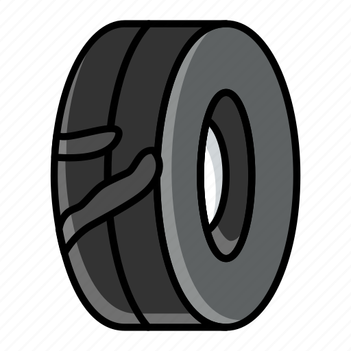 Damaged tire, cracked, bugling, tire, tyre, wheel, repairing icon - Download on Iconfinder