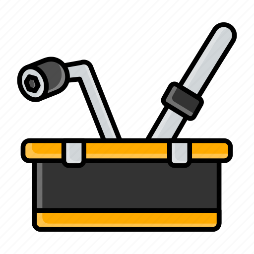 Tool box, tools, wheel brace, lug wrench, equipment, workshop, portable icon - Download on Iconfinder