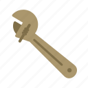 adjustable, metal, object, pipe, spanner, tool, wrench