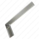 iron ruler with angle bar, ruler, tool, building, construction, equipment, labour, architecture, 3d render 