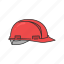 construction hat, hard hat, head protection, helmet, red hat, safety hat 