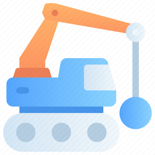 Demolition, demolition ball, wrecking ball, crane, equipment, construction, architecture icon - Download on Iconfinder