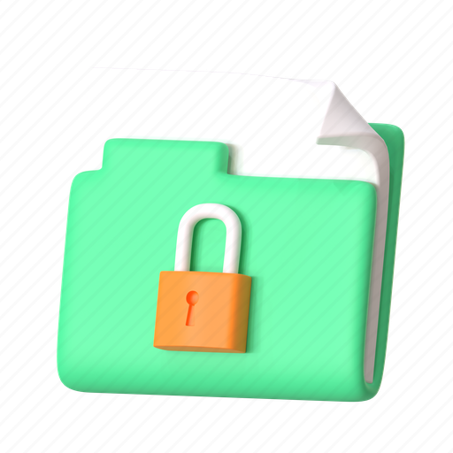 Protection folder, lock, folder, security, private, document, file 3D illustration - Download on Iconfinder