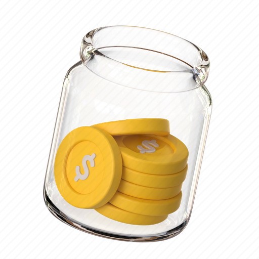 Tips, coins, jar, included, savings, money, payment 3D illustration - Download on Iconfinder