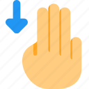 three, finger, scroll, down, touch, gesture