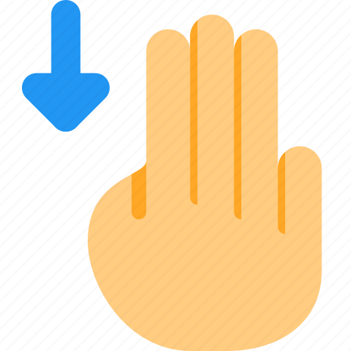 Three, finger, scroll, down, touch, gesture icon - Download on Iconfinder