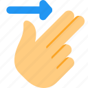 two, finger, right, touch, gesture