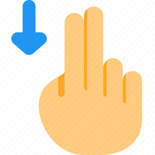 Two, finger, scroll, down, touch, gesture icon - Download on Iconfinder