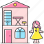 dollhouse, dollhouse icon, playhouse, toy 