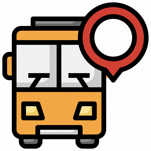 Bus, tracking, transportation, public, transport, pin, location icon - Download on Iconfinder