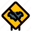 bat, animal, crossing, road, signal, layout, signpost 