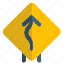 overtake, arrow, curve, traffic