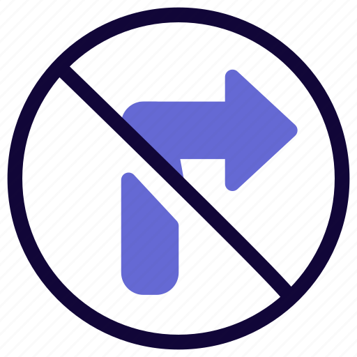No, turn, right, prohibited, arrow icon - Download on Iconfinder