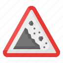 falling rocks, warning, danger, traffic, road, sign, signaling