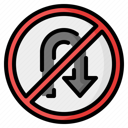 No turn, no u turn, arrow, direction, traffic, sign, signaling icon - Download on Iconfinder