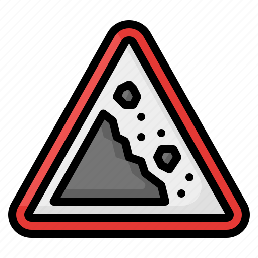 Falling rocks, warning, danger, traffic, road, sign, signaling icon - Download on Iconfinder