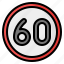 speed, limit, sixty, traffic, road, sign, signaling 