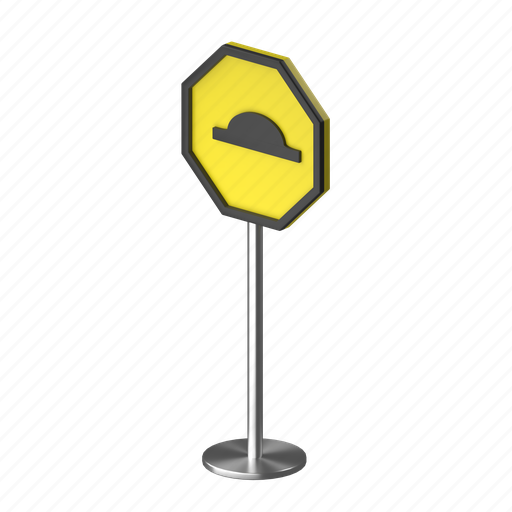 Bump, sign, danger, alert 3D illustration - Download on Iconfinder