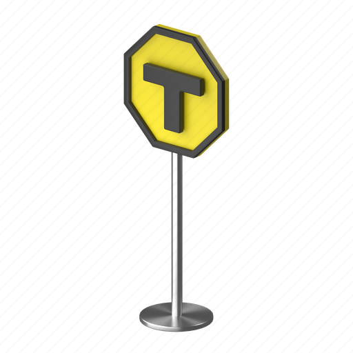 Sign, junction, direction, road, t 3D illustration - Download on Iconfinder