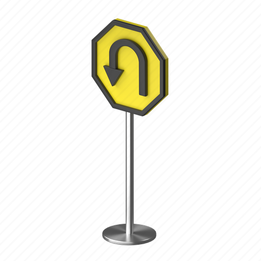 U-turn, direction, navigation, road 3D illustration - Download on Iconfinder