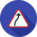 bend, danger, right, road, sign, traffic, transportation