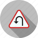 arrow, road, sign, turn, u, u-turn, warning