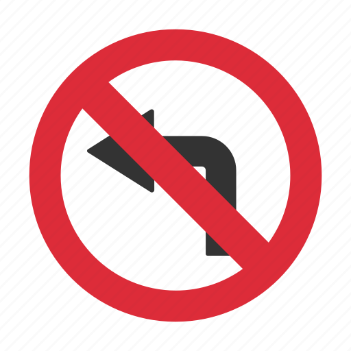 Left turn, left turn prohibit, no left turn, prohibit, traffic sign icon - Download on Iconfinder
