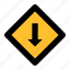 arrow, direction, down, navigation, sign, traffic 