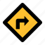 arrow, direction, navigation, sign, traffic, turn right 