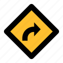 arrow, direction, navigation, sign, traffic, turn right 