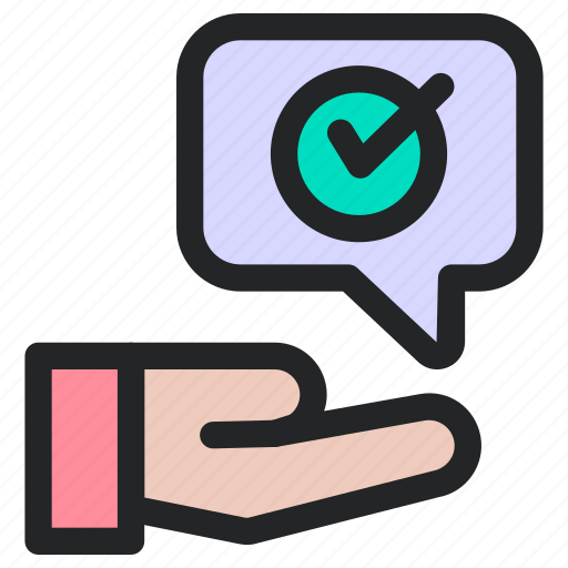 Training, business, check, speech, chat, bubble, hand icon - Download on Iconfinder