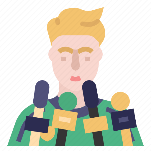 Interview, journalist, broadcasting, press, mass media, speech, football player icon - Download on Iconfinder