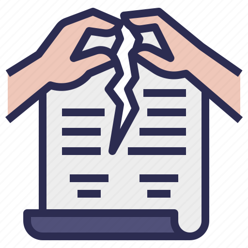Tear, agreements, ripping, laws, torn, contract termination, tear contract icon - Download on Iconfinder