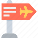 airport, airport direction, guidepost, road sign, signpost