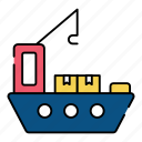 cargo boat, cargo ship, watercraft, logistic boat, boat loading