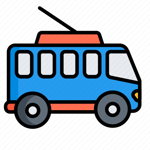 Trackless trolley, trolleybus, bus, public, tram, transport, vehicle icon - Download on Iconfinder