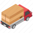 delivery truck, delivery van, distribution truck, freight truck, shipping truck, shipping vehicle