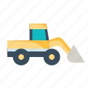 bulldozer, construction, excavator, tools, truck