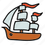 flags, ocean, pirates, sea, ship, transportation 