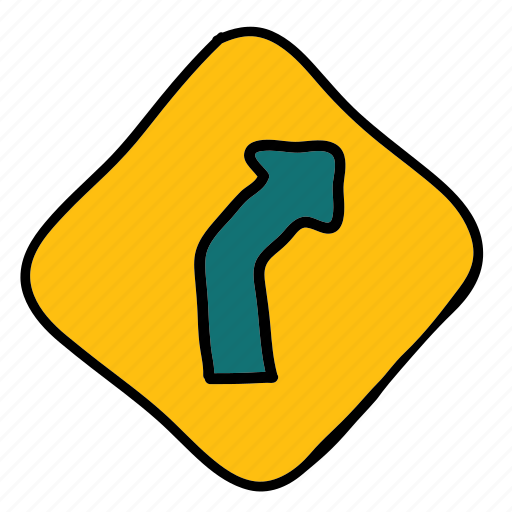 Right, road, sign, slight, street, transportation, turn icon - Download on Iconfinder