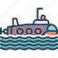 journey, ship, submarine, transport, wave 