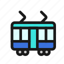tram, tramway, trolley, streetcar, rail, vehicle, transportation