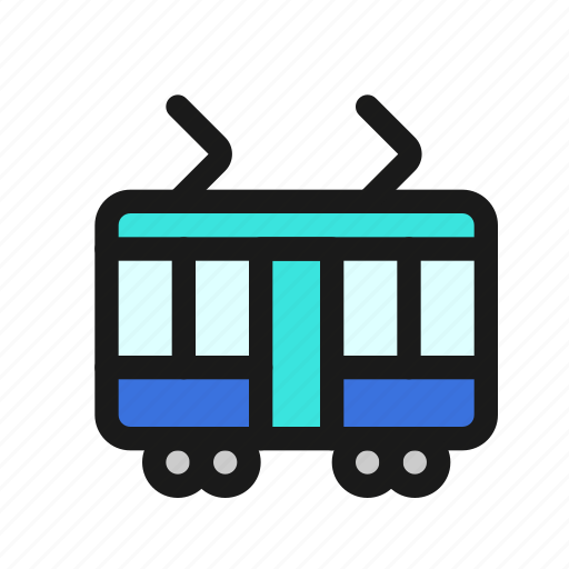 Tram, tramway, trolley, streetcar, rail, vehicle, transportation icon - Download on Iconfinder