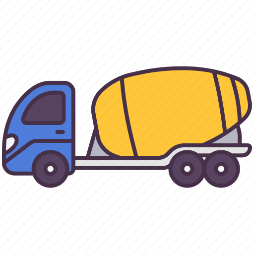 Cement, construction, mixer, trailer, transport, truck, vehicle icon - Download on Iconfinder