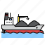 container, ship, shipping, coal 