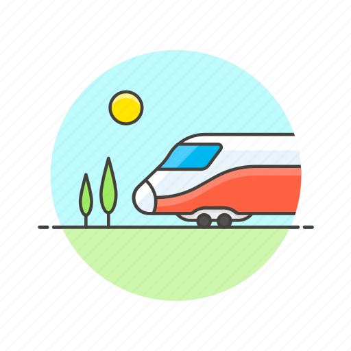 Train, transportation, railway, sun, travel, vehicle, nature icon - Download on Iconfinder