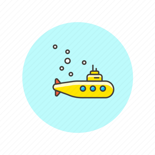 Submarine, transportation, yellow, sea, underwater, vehicle, vessel icon - Download on Iconfinder