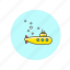 submarine, transportation, yellow, sea, underwater, vehicle, vessel 